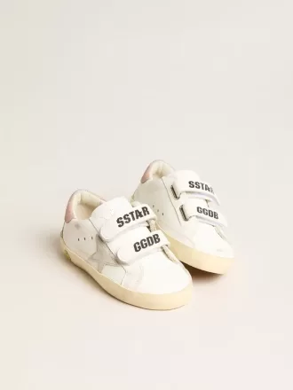 Junior Old School en piel con estrella de ante gris y lengüeta del talón en rosa viejo