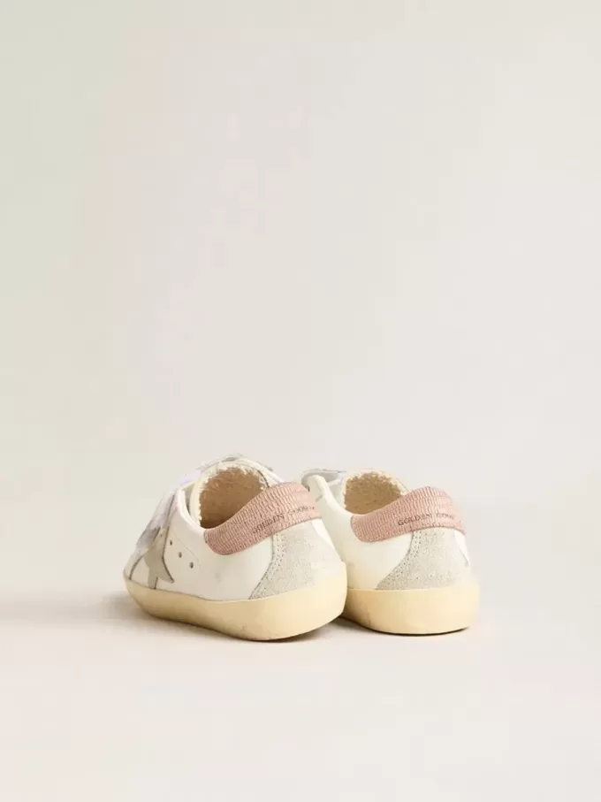 Junior Old School en piel con estrella de ante gris y lengüeta del talón en rosa viejo Junior Old School en piel con estrella de ante gris y lengüeta del talón en rosa viejo