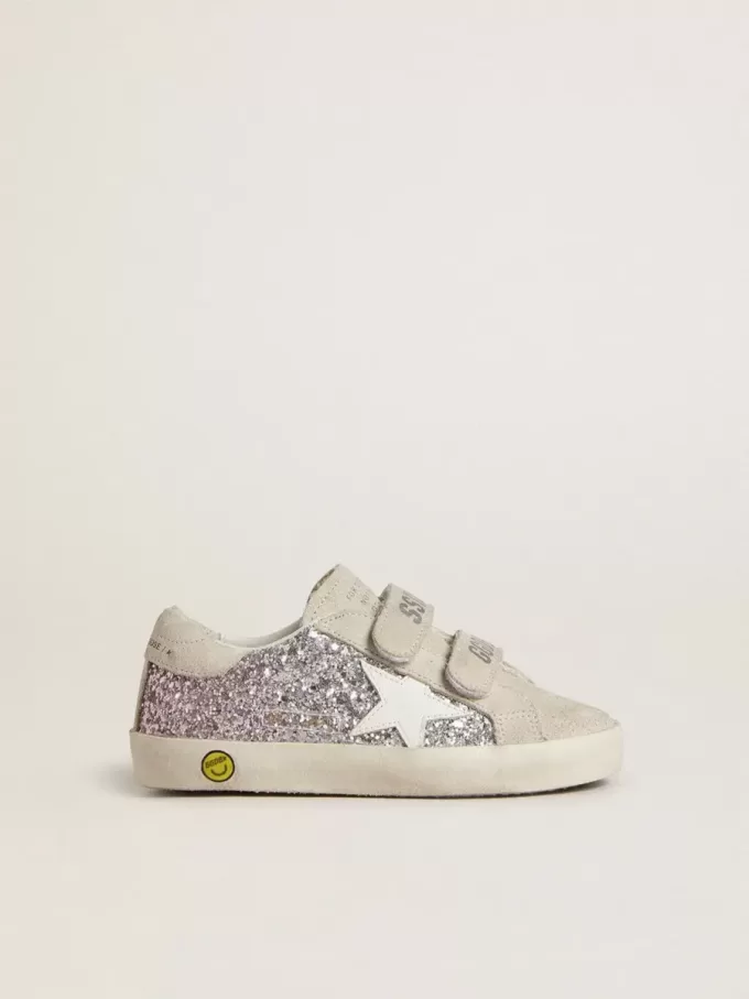 Junior Old School en plata y rosa brillante con estrella de cuero blanco Junior Old School en plata y rosa brillante con estrella de cuero blanco
