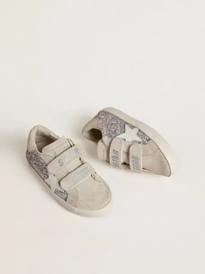 Junior Old School en plata y rosa brillante con estrella de cuero blanco Junior Old School en plata y rosa brillante con estrella de cuero blanco
