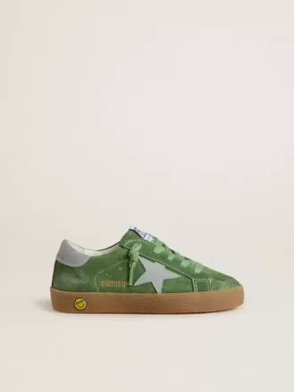 Junior Super-Star en ante verde con estrella azul claro y lengüeta en el talón