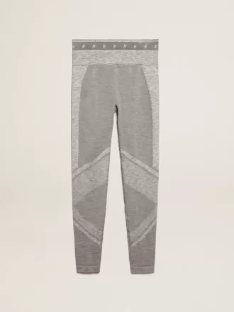Leggings grises jaspeados para mujer con costuras mixtas