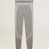 Leggings grises jaspeados para mujer con costuras mixtas Leggings grises jaspeados para mujer con costuras mixtas