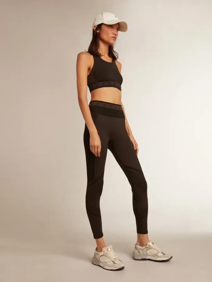 Leggings negros para mujer con costuras mixtas Leggings negros para mujer con costuras mixtas