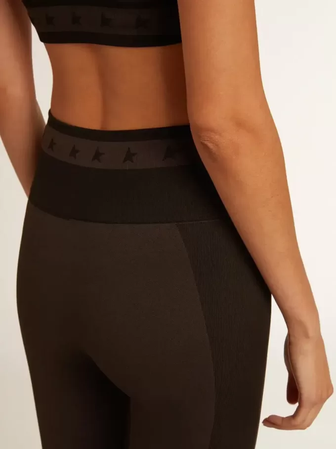Leggings negros para mujer con costuras mixtas Leggings negros para mujer con costuras mixtas
