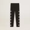 Leggings negros para niña con estrellas blancas en los laterales Leggings negros para niña con estrellas blancas en los laterales