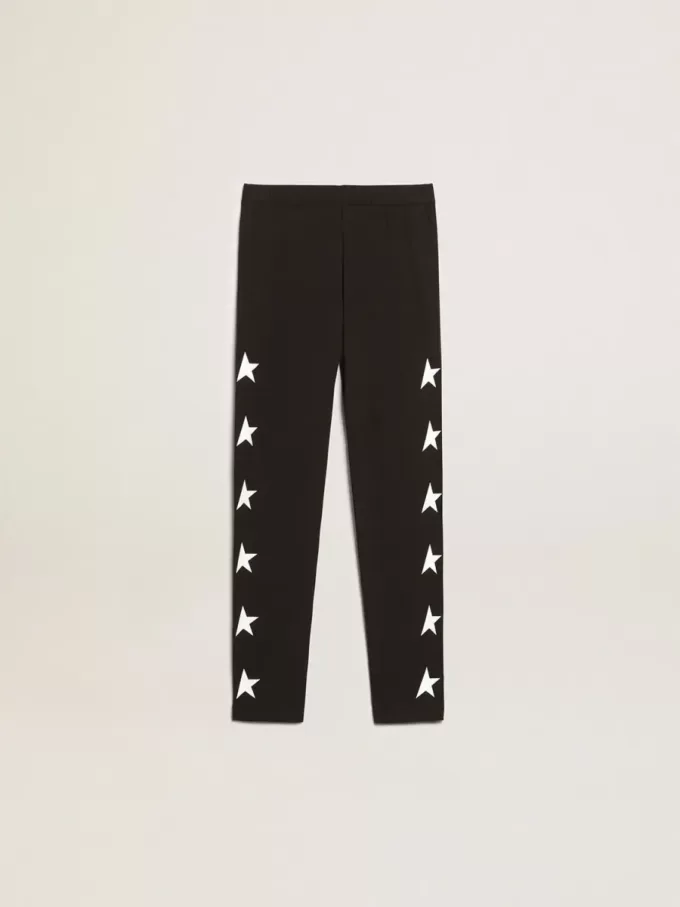 Leggings negros para niña con estrellas blancas en los laterales Leggings negros para niña con estrellas blancas en los laterales