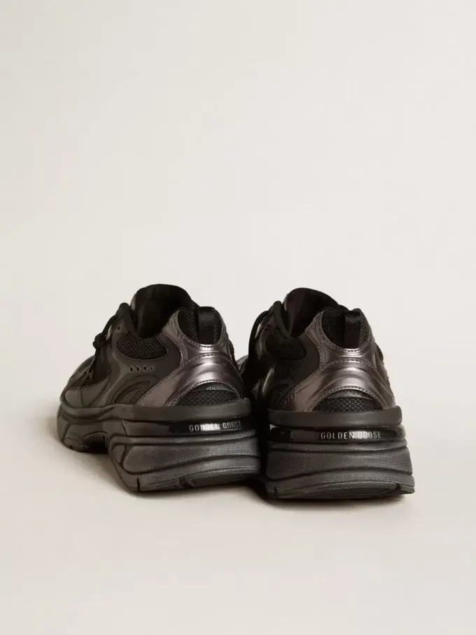 Lightstar para hombre con parte superior de cuero negro y malla y estrella negra Lightstar para hombre con parte superior de cuero negro y malla y estrella negra
