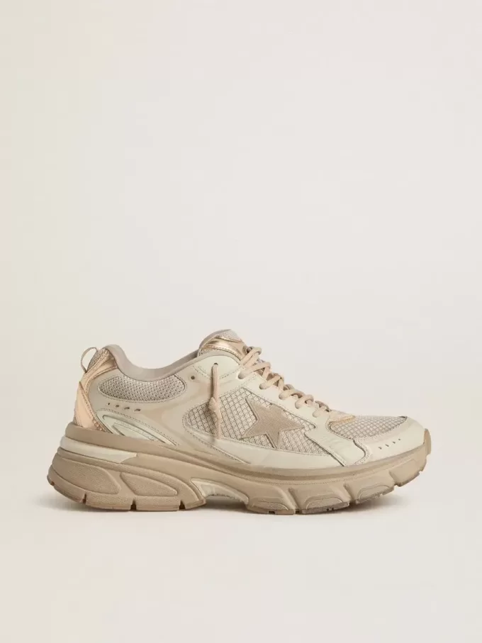 Lightstar para hombre en piel gris paloma y malla con estrella de TPU beige Lightstar para hombre en piel gris paloma y malla con estrella de TPU beige