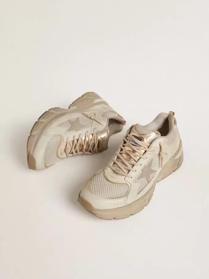 Lightstar para hombre en piel gris paloma y malla con estrella de TPU beige Lightstar para hombre en piel gris paloma y malla con estrella de TPU beige