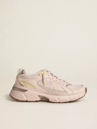 Lightstar para mujer con parte superior de piel rosa y malla y estrella rosa