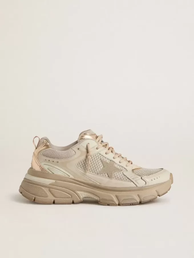 Lightstar para mujer en piel gris paloma y malla con estrella de TPU beige Lightstar para mujer en piel gris paloma y malla con estrella de TPU beige