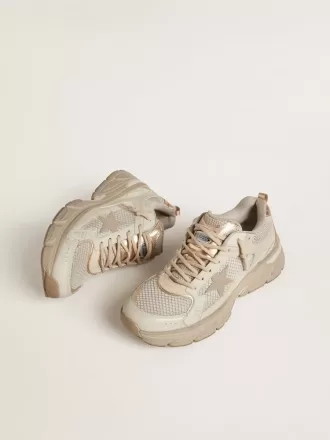 Lightstar para mujer en piel gris paloma y malla con estrella de TPU beige