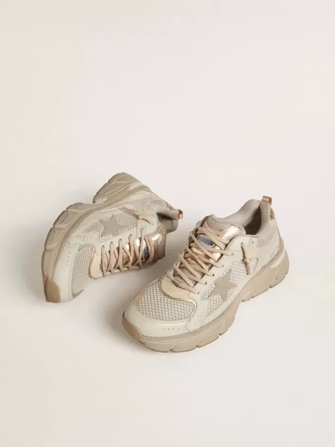 Lightstar para mujer en piel gris paloma y malla con estrella de TPU beige Lightstar para mujer en piel gris paloma y malla con estrella de TPU beige