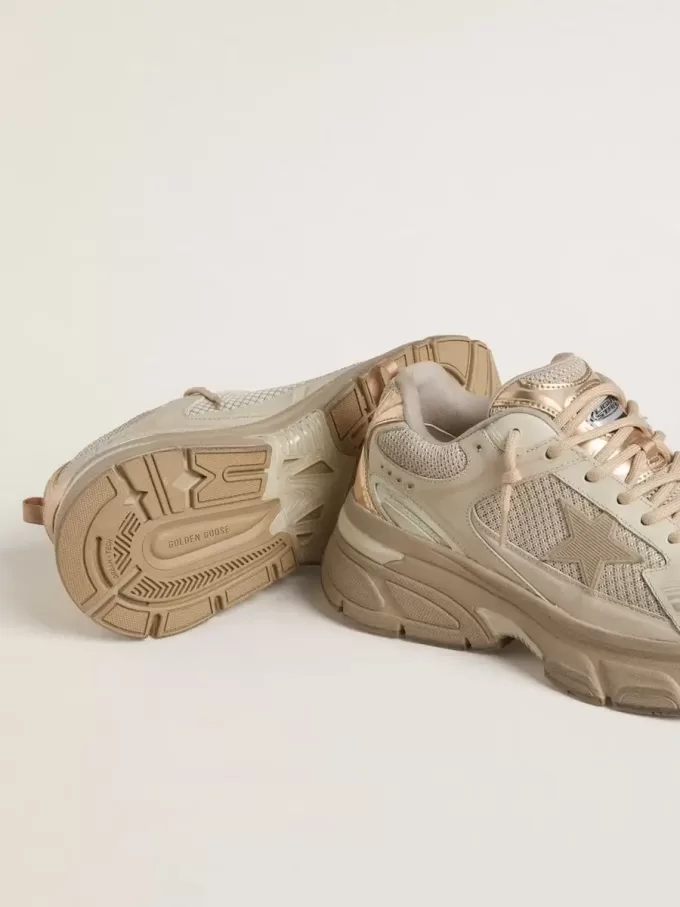 Lightstar para mujer en piel gris paloma y malla con estrella de TPU beige Lightstar para mujer en piel gris paloma y malla con estrella de TPU beige