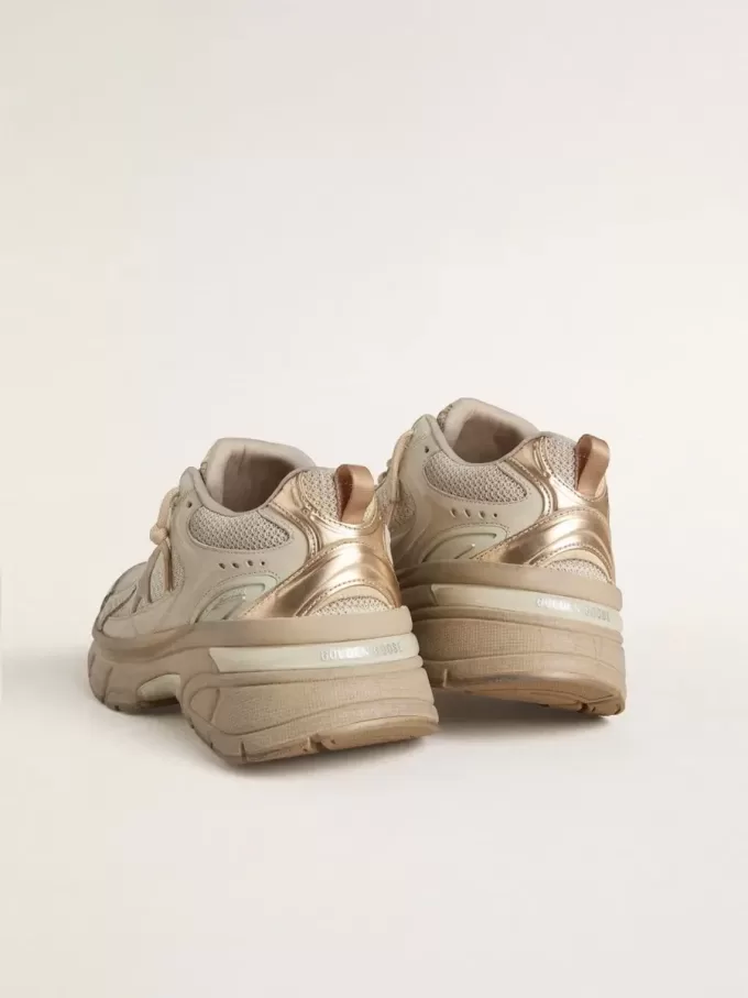 Lightstar para mujer en piel gris paloma y malla con estrella de TPU beige Lightstar para mujer en piel gris paloma y malla con estrella de TPU beige