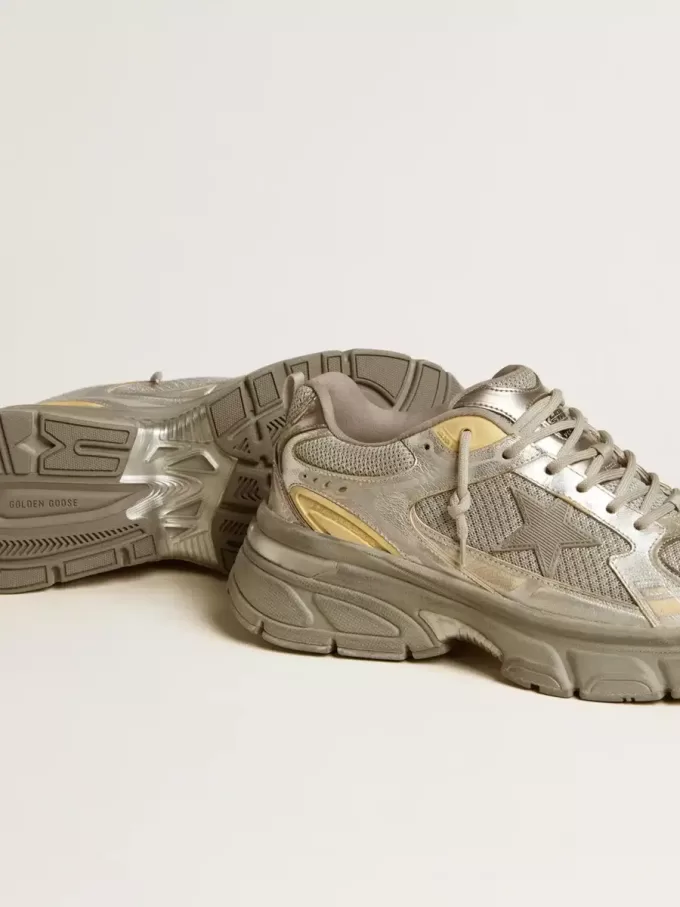 Lightstar para mujer en piel metalizada y malla plateada con estrella gris Lightstar para mujer en piel metalizada y malla plateada con estrella gris