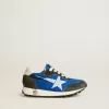 Marathon Junior en nailon azul con estrella estampada y lengüeta de cuero en el talón