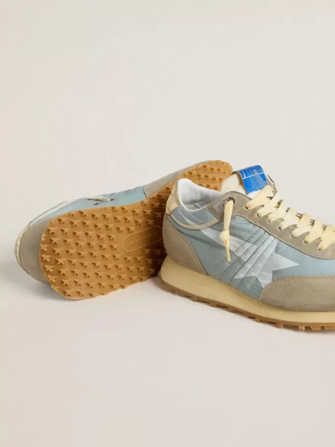 Marathon para hombre con parte superior de nailon azul claro y estrella azul pastel Marathon para hombre con parte superior de nailon azul claro y estrella azul pastel