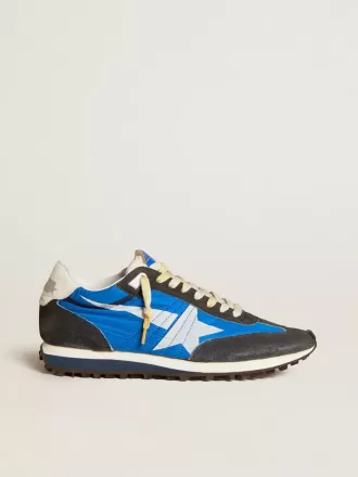 Marathon para hombre con parte superior de nailon azul y estrella blanca