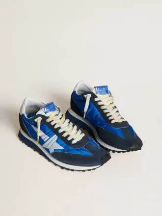 Marathon para hombre con parte superior de nailon azul y estrella blanca