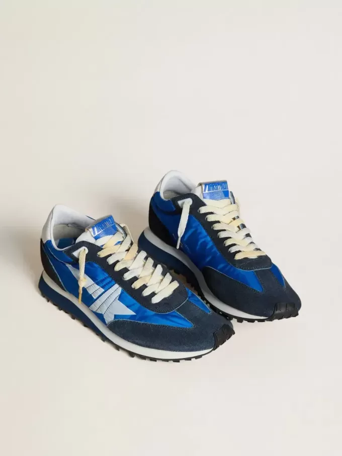 Marathon para hombre con parte superior de nailon azul y estrella blanca Marathon para hombre con parte superior de nailon azul y estrella blanca