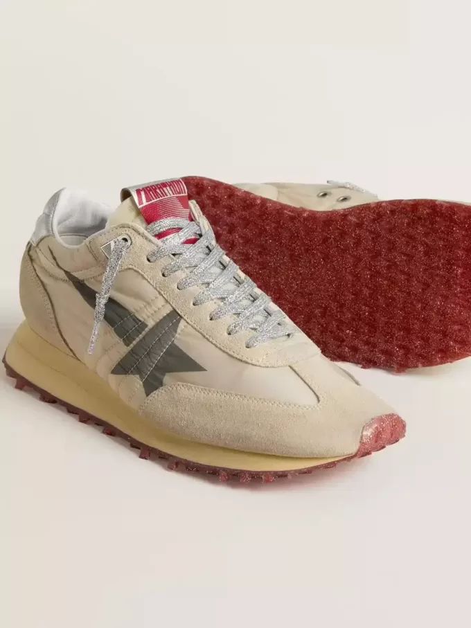 Marathon para hombre con parte superior de nailon beige y estrella gris Marathon para hombre con parte superior de nailon beige y estrella gris