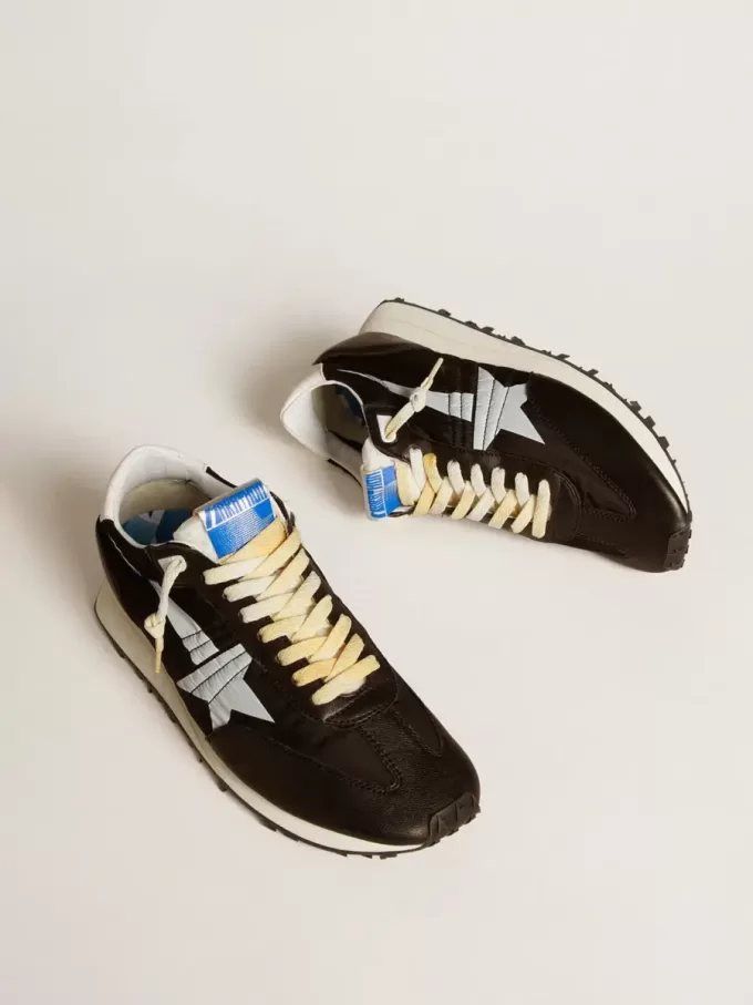 Marathon para hombre con parte superior de nailon negro y estrella blanca Marathon para hombre con parte superior de nailon negro y estrella blanca