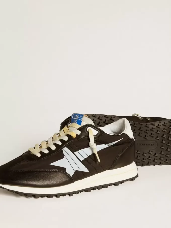 Marathon para hombre con parte superior de nailon negro y estrella blanca Marathon para hombre con parte superior de nailon negro y estrella blanca