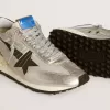 Marathon para hombre con parte superior de nailon ripstop plateado y estrella negra Marathon para hombre con parte superior de nailon ripstop plateado y estrella negra