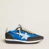 Marathon para mujer con parte superior de nailon azul y estrella blanca Marathon para mujer con parte superior de nailon azul y estrella blanca