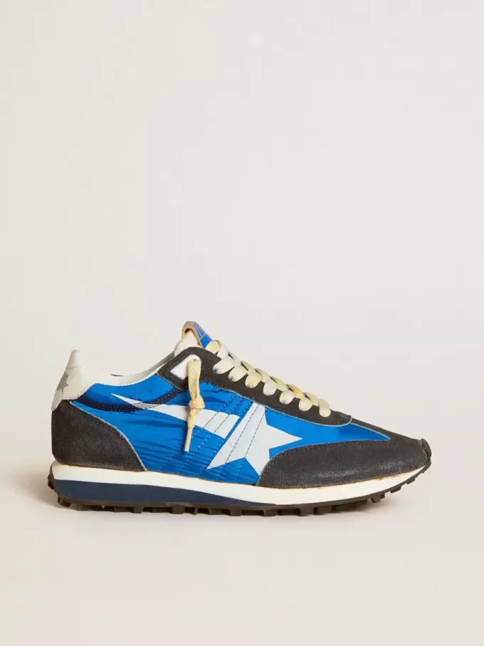 Marathon para mujer con parte superior de nailon azul y estrella blanca Marathon para mujer con parte superior de nailon azul y estrella blanca