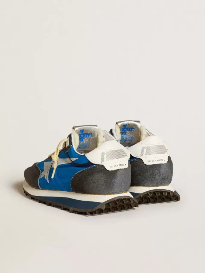 Marathon para mujer con parte superior de nailon azul y estrella blanca Marathon para mujer con parte superior de nailon azul y estrella blanca
