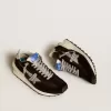Marathon para mujer con parte superior de nailon ripstop negro y estrella plateada Marathon para mujer con parte superior de nailon ripstop negro y estrella plateada