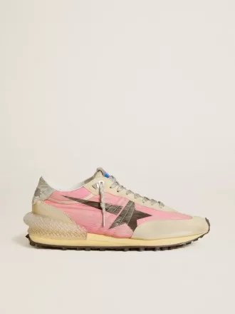 Marathon para hombre en nailon rosa y ante dorado con estrella estampada en negro