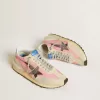 Marathon para mujer en nailon rosa y ante beige con estrella estampada en negro
