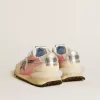 Marathon para mujer en nailon rosa y ante beige con estrella estampada en negro
