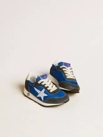 Marathon Young en nailon azul con estrella estampada y lengüeta de cuero en el talón