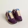 Maratón para mujer con parte superior de nailon morado y estrella blanca Maratón para mujer con parte superior de nailon morado y estrella blanca