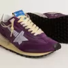 Maratón para mujer con parte superior de nailon morado y estrella blanca Maratón para mujer con parte superior de nailon morado y estrella blanca