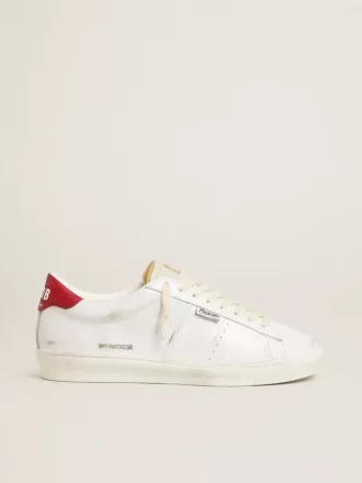 Matchstar en piel blanca brillante con lengüeta del talón en piel roja brillante