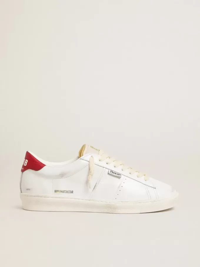 Matchstar en piel blanca brillante con lengüeta del talón en piel roja brillante Matchstar en piel blanca brillante con lengüeta del talón en piel roja brillante