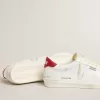 Matchstar en piel blanca brillante con lengüeta del talón en piel roja brillante Matchstar en piel blanca brillante con lengüeta del talón en piel roja brillante