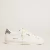 Matchstar en piel blanca con talón plateado brillante