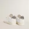 Matchstar en piel blanca con talón plateado brillante