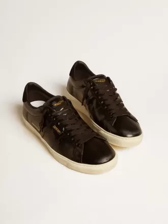 Matchstar para hombre en piel negra con lengüeta del talón en ante negro