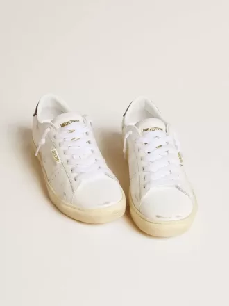 Matchstar para mujer en piel blanca con lengüeta del talón en piel azul oscuro
