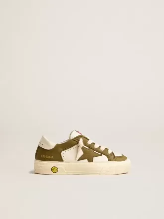 May Junior en cuero blanco y verde militar May Junior en cuero blanco y verde militar