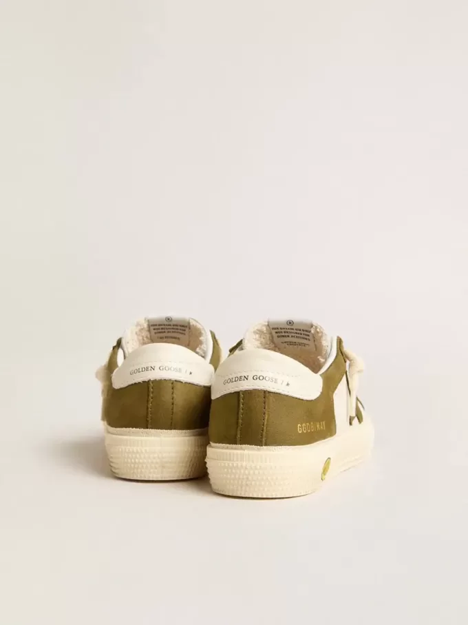May Junior en cuero blanco y verde militar