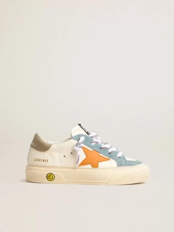 May Teen en napa con estrella de piel naranja e inserciones de ante azul May Teen en napa con estrella de piel naranja e inserciones de ante azul